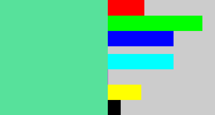 Hex color #57e19b - light green blue