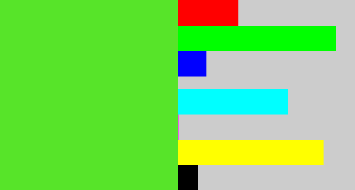 Hex color #57e429 - toxic green