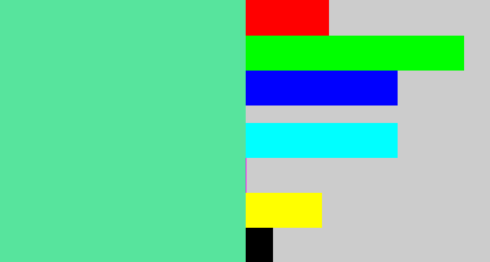 Hex color #57e49d - light green blue