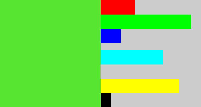 Hex color #57e532 - toxic green