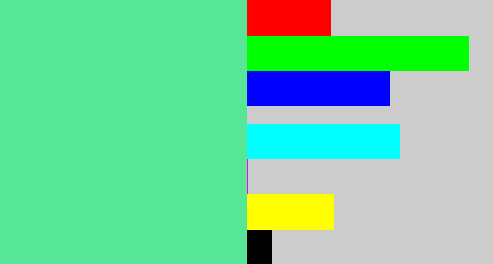 Hex color #57e695 - sea green