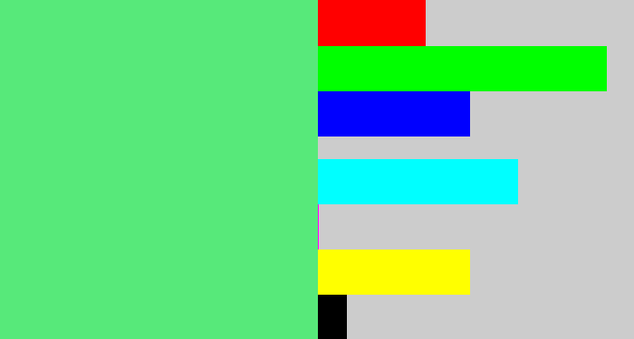 Hex color #57e97a - lightish green