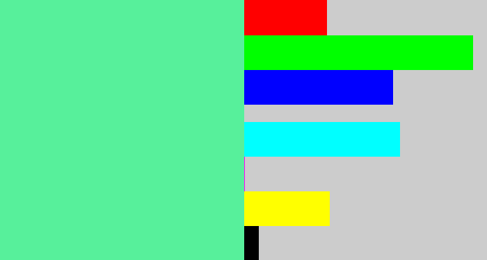 Hex color #57f09b - light green blue