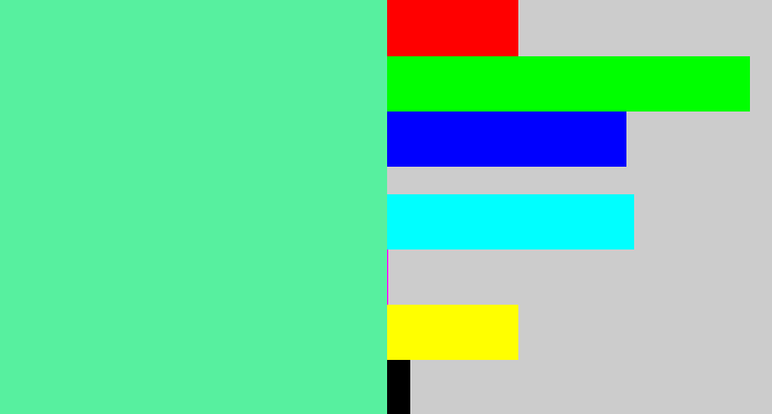 Hex color #57f09f - light green blue