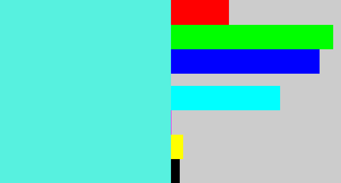 Hex color #57f1df - tiffany blue