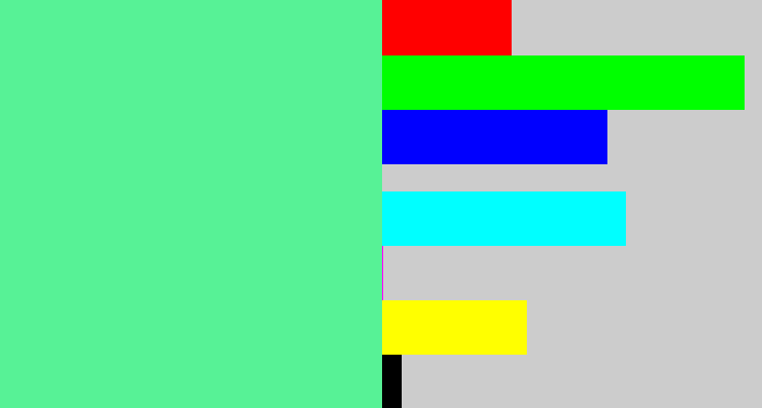 Hex color #57f296 - sea green