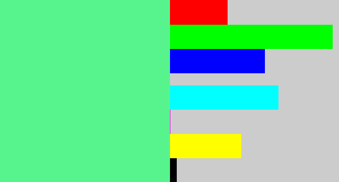 Hex color #57f48e - sea green