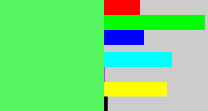 Hex color #57f762 - light bright green