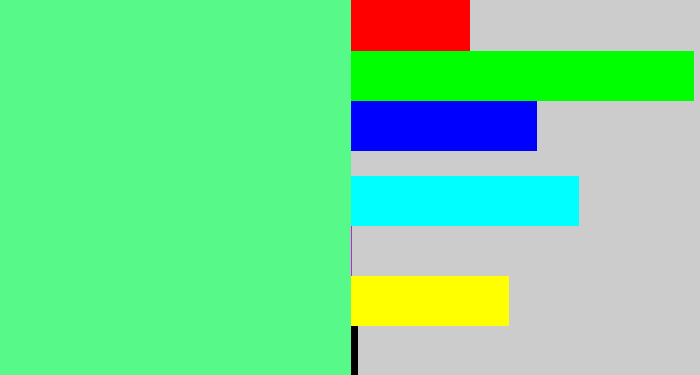 Hex color #57f988 - sea green