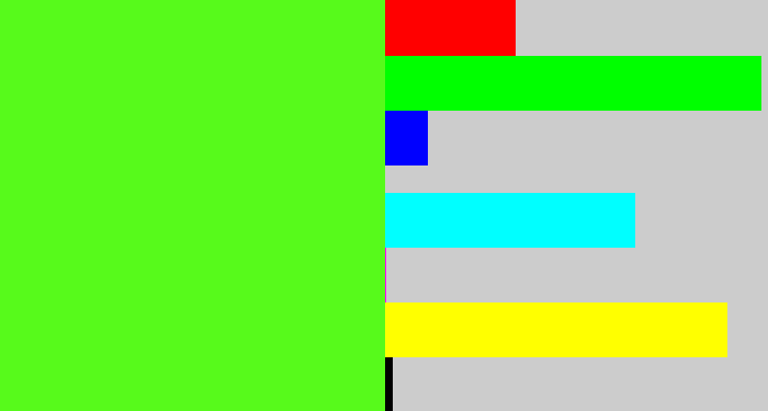 Hex color #57fa1b - bright lime green