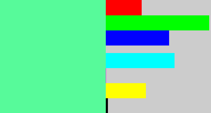 Hex color #57fa9a - light green blue