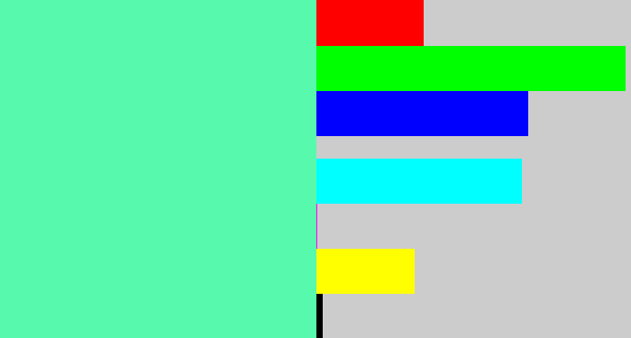 Hex color #57faac - light green blue