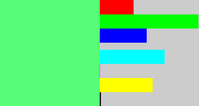 Hex color #57fc77 - light bright green