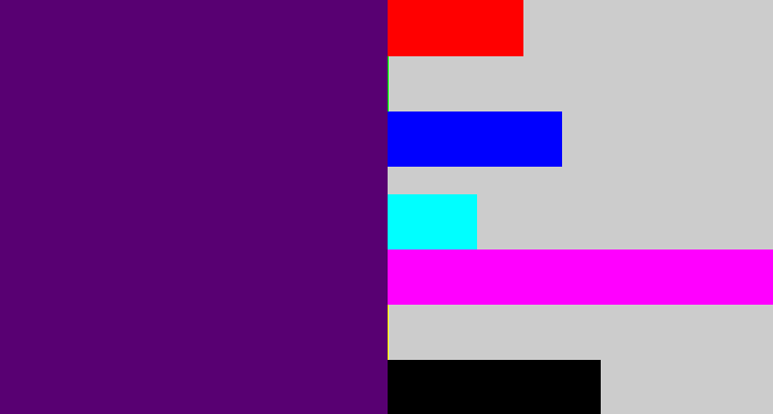 Hex color #580072 - royal purple