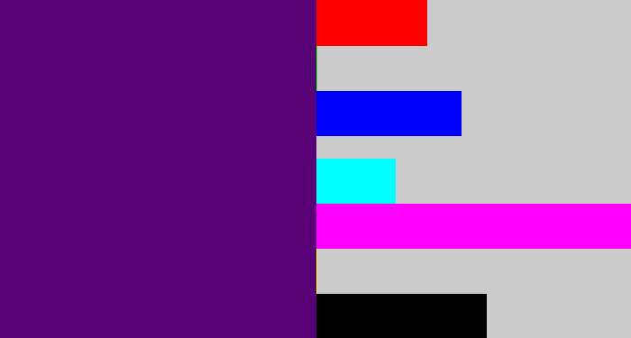 Hex color #580076 - royal purple