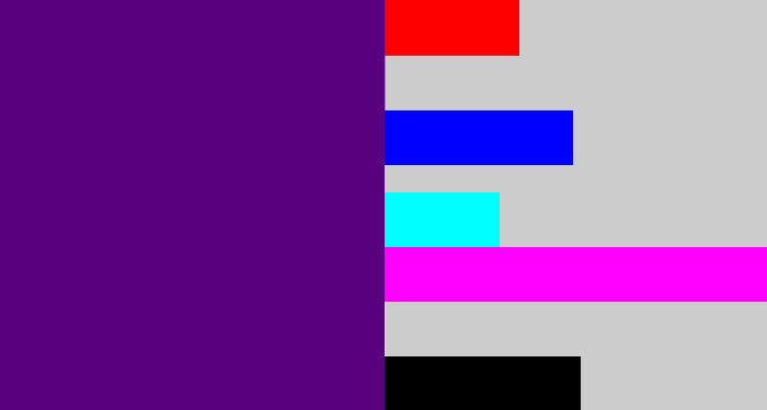 Hex color #58007e - royal purple