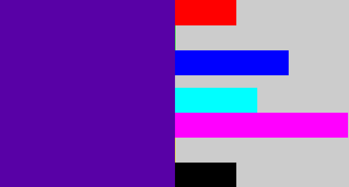 Hex color #5801a6 - violet blue