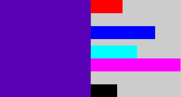 Hex color #5801b5 - violet blue