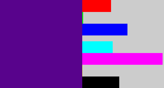 Hex color #58038c - royal purple