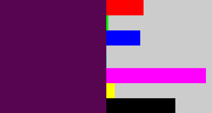 Hex color #580551 - plum purple