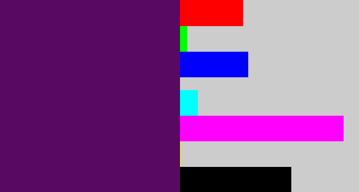 Hex color #580962 - royal purple