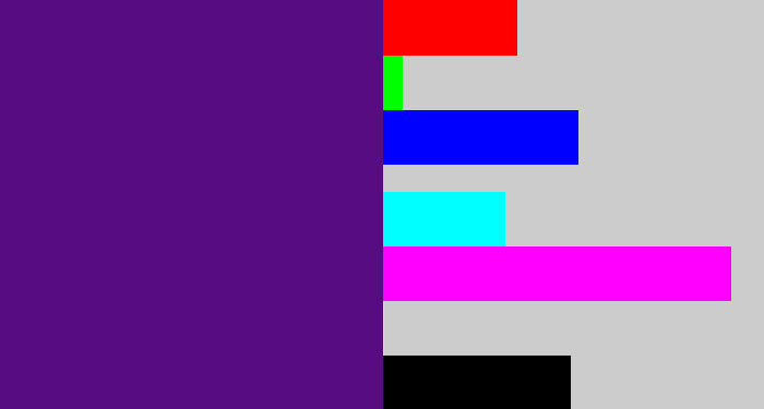 Hex color #580c81 - royal purple