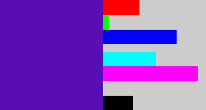 Hex color #580eb4 - violet blue