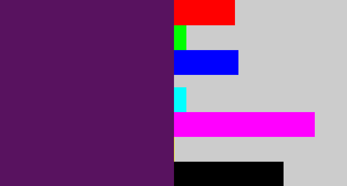 Hex color #58125f - grape purple