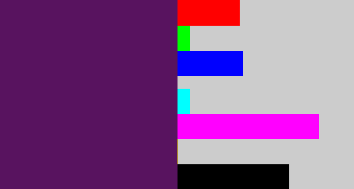 Hex color #58135f - grape purple