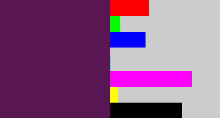 Hex color #581752 - grape purple