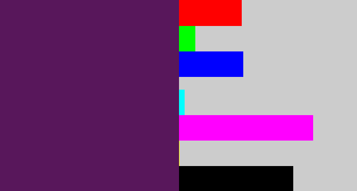 Hex color #58175b - grape purple