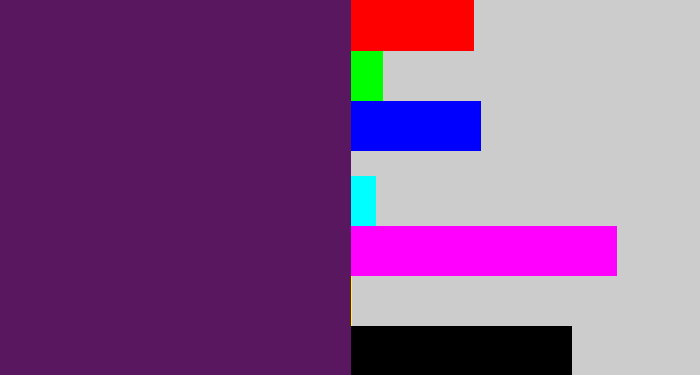 Hex color #58175f - grape purple