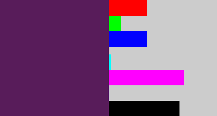 Hex color #581c5a - grape purple