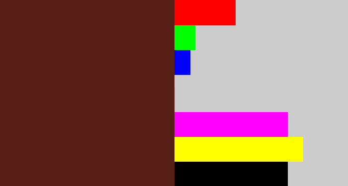 Hex color #581f17 - reddy brown