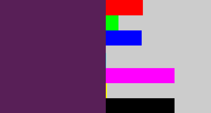 Hex color #581f57 - grape purple