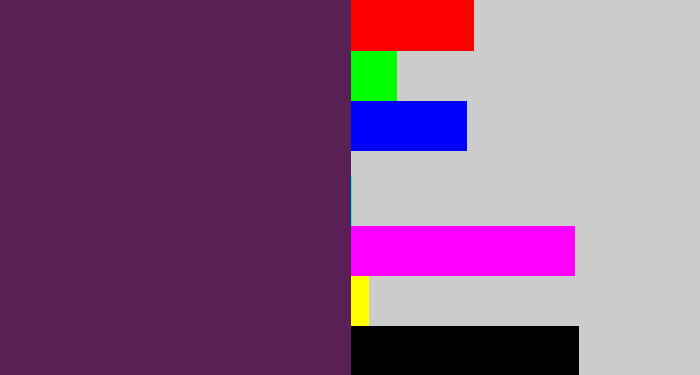 Hex color #582054 - grape purple