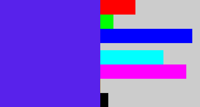 Hex color #5822eb - purple blue