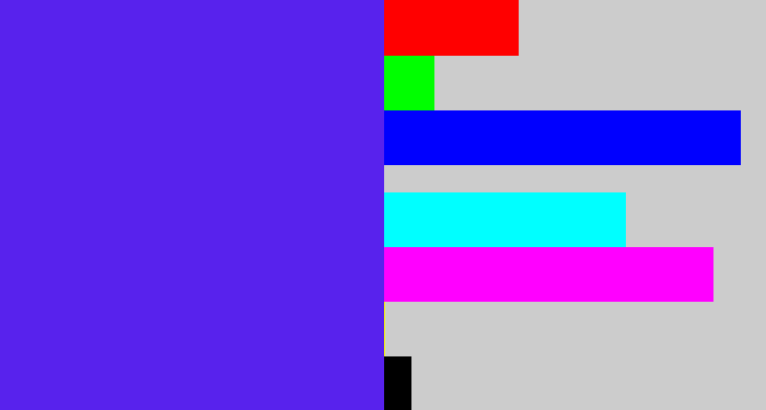 Hex color #5822ed - purplish blue