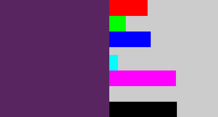 Hex color #582560 - grape purple