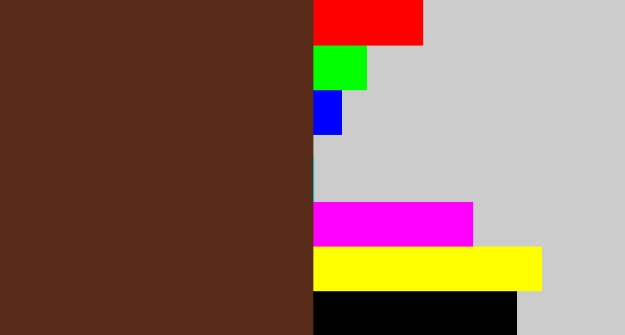 Hex color #582b18 - mud brown