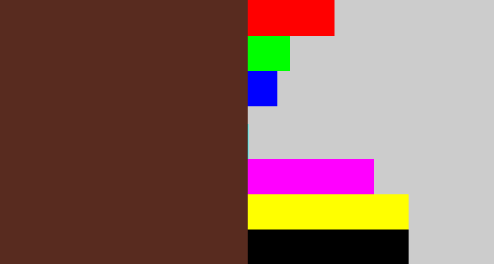 Hex color #582b1f - mud brown