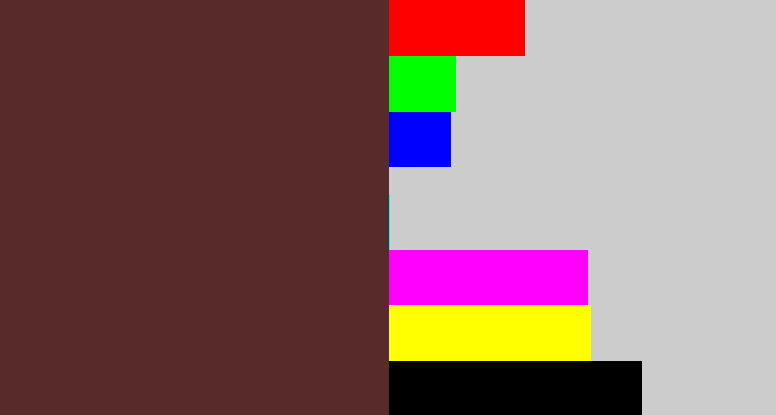 Hex color #582b2a - purple brown