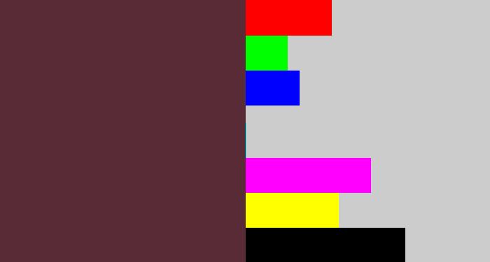 Hex color #582b37 - purple brown