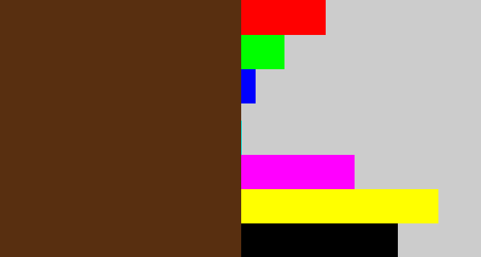 Hex color #582f10 - brown