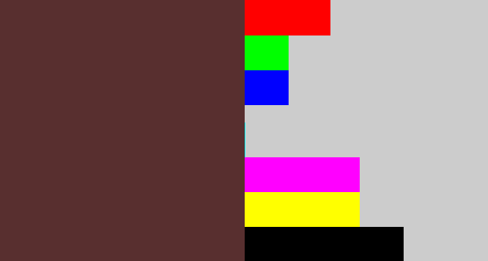 Hex color #582f2f - purple brown