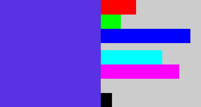 Hex color #5832e4 - purpley blue
