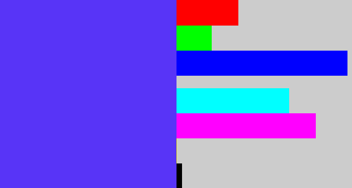 Hex color #5834f7 - purpleish blue