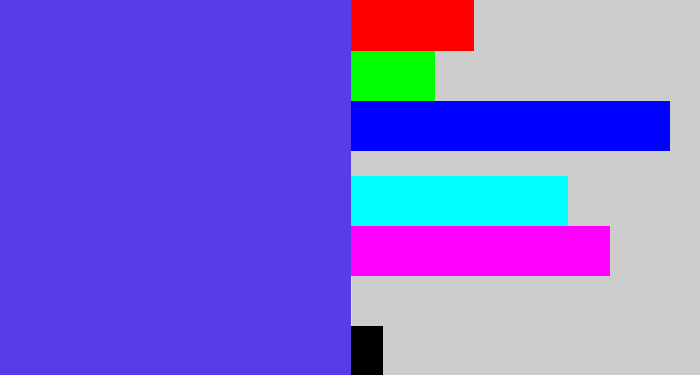 Hex color #583de7 - purpley blue