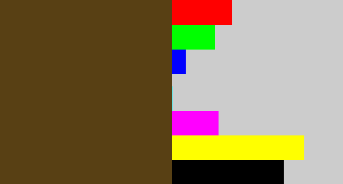 Hex color #584014 - mud brown