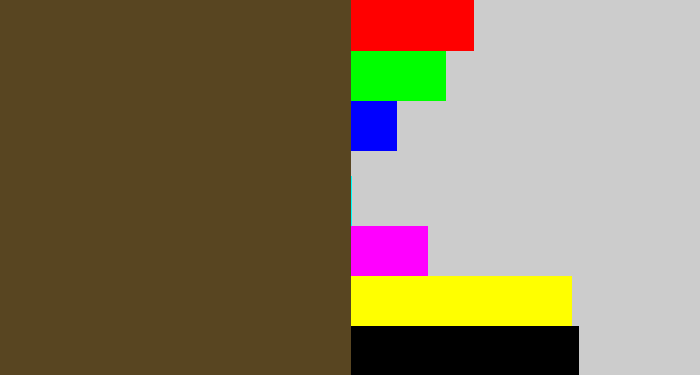 Hex color #584521 - mud brown